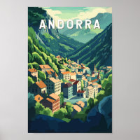 Andorra Travel Art Vintage