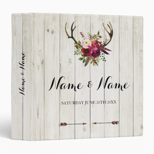 Andouillers d'album à mariage de classeur de photo (Devant/Côté)