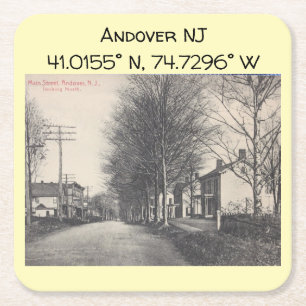 Andover NJ Map Coordinates Vintage Style Square Paper Coaster