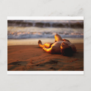 Andre Sleeping On Beach Sunset Postcard