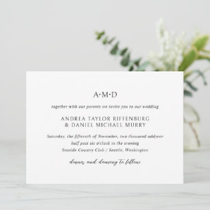 Andrea Black White Elegant Wedding Invitation