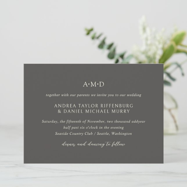 Andrea Brown Elegant Wedding Invitation (Standing Front)