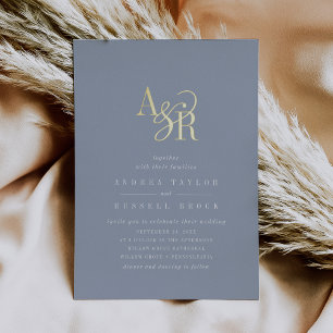 ANDREA Dusty Blue Gold Foil Formal Elegant Wedding