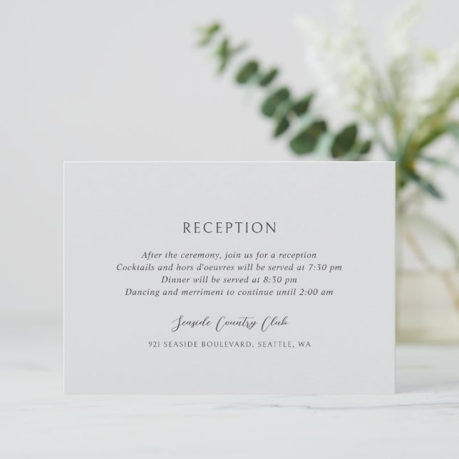 Andrea Grey Elegant Wedding Enclosure Card (Standing Front)