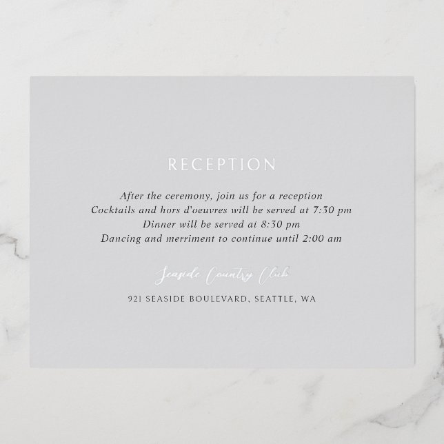 Andrea Grey Elegant Wedding Foil Carte de boîtier (Recto)