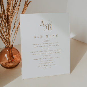 ANDREA Initials Gold Simple Wedding Bar Menu Sign