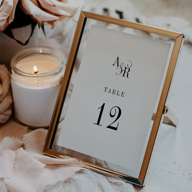 ANDREA Mongram Blanc Noir Mariage Numéros de table (ANDREA Mongram White Black Wedding Table Numbers)