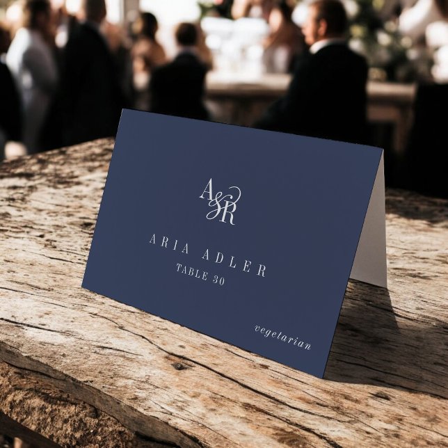 ANDREA Navy Blue Minimal Wedding Place Cards (ANDREA Navy Blue Minimal Wedding Place Cards)