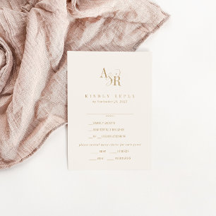 ANDREA Neutral Gold Cream Formal Wedding RSVP Card
