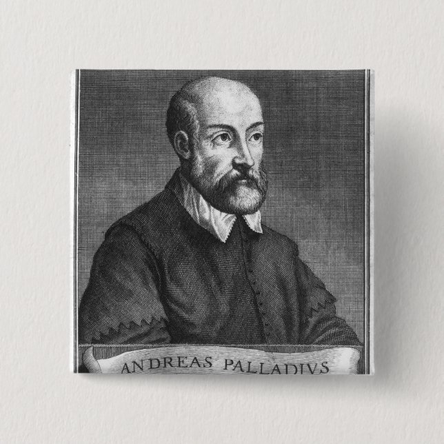 Andrea Palladio  engraved by Francesco 2 Inch Square Button (Front)