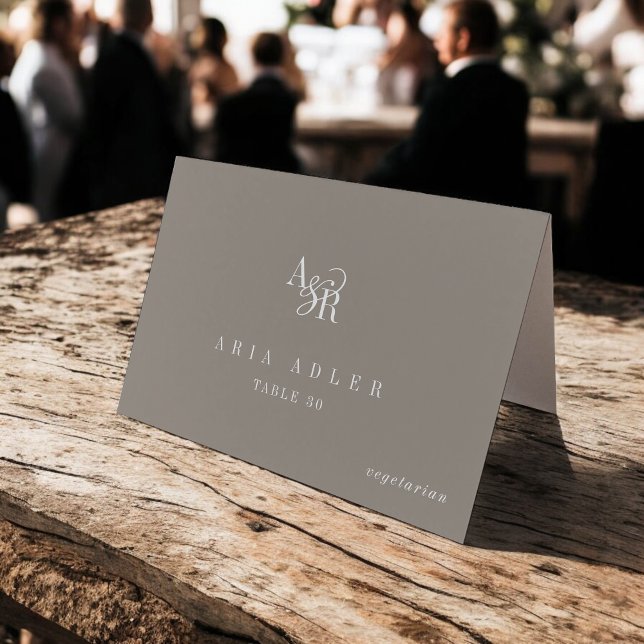 ANDREA Rustic Taupe Minimal Wedding Place Cards (ANDREA Rustic Taupe Minimal Wedding Place Cards)