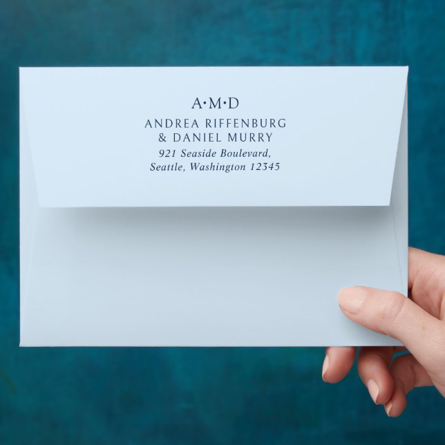 Andrea Sky Blue Elegant Wedding Envelope (Hand)