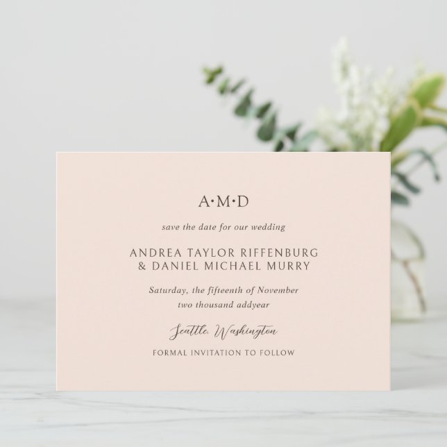 Andrea Tan Elegant Wedding Save The Date (Standing Front)