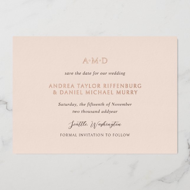 Andrea Tan Elegant Wedding Save The Date (Front)