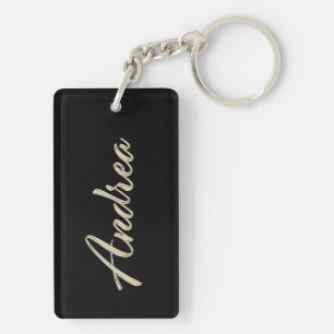 Andrea white gold Handwriting key Keychain