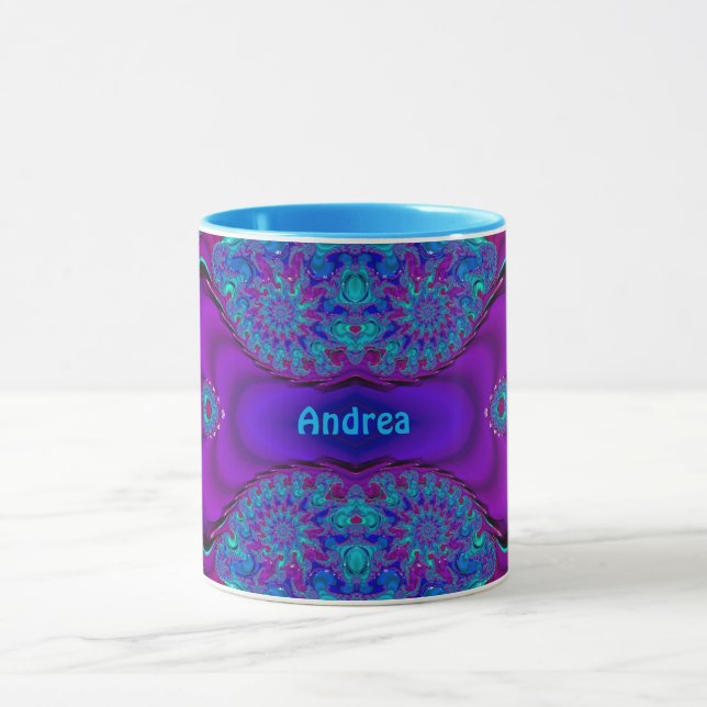 ANDREA ~ Zany 3D ~ Blue, Green and Purple Mug (Center)