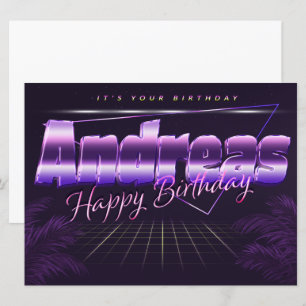 Andreas Name Vorname lila retro Karte Geburtstag Card