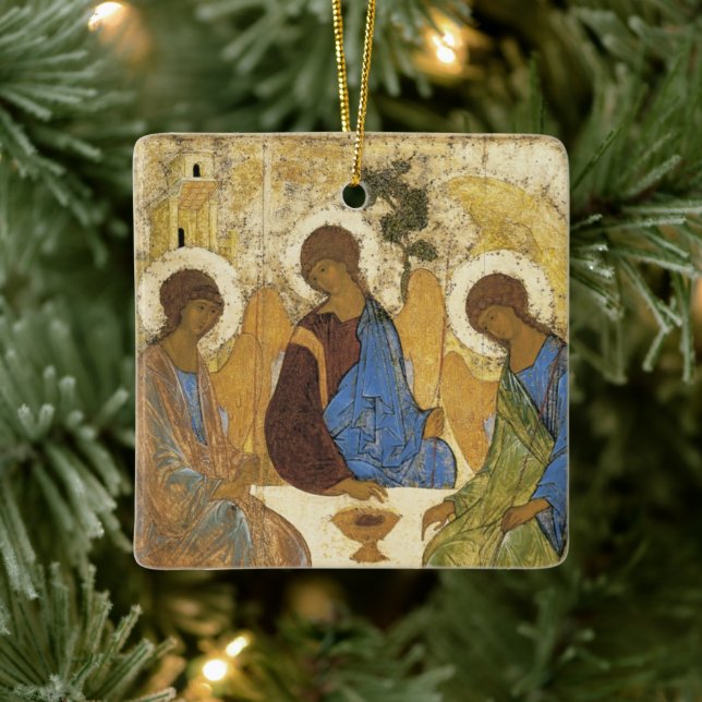 Andrei Rublev Iconic Trinity Angels Abraham Bible Ceramic Ornament (Tree)