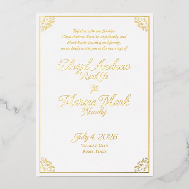 Andrew and Marina English Foil Invitation (Front)
