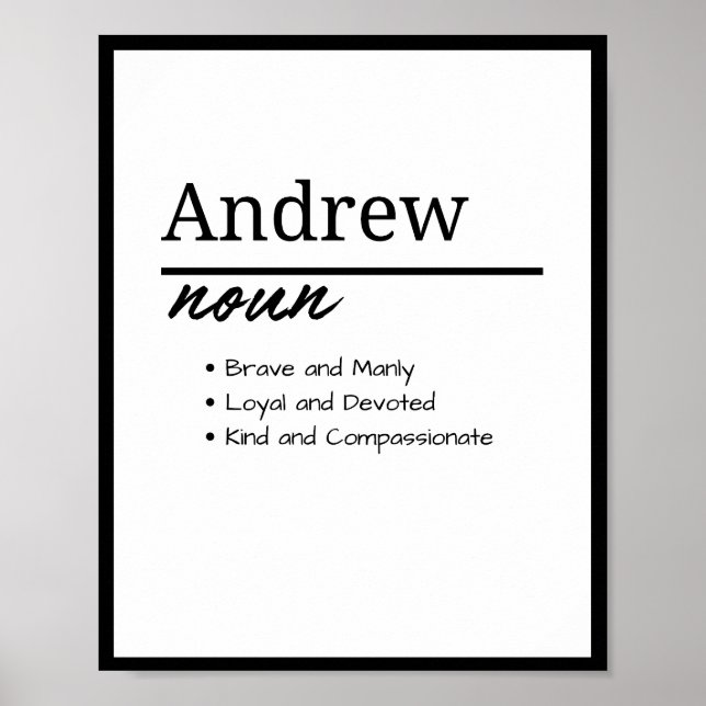 Andrew, Boy Personalized Name Definition Poster (Front)