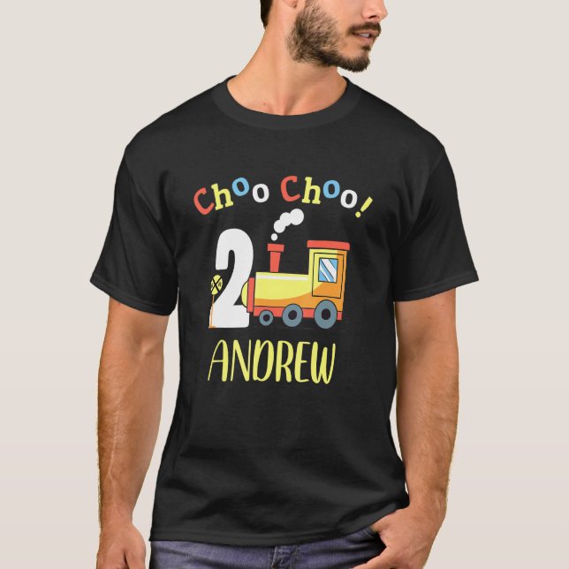 Andrew Choo Choo Two Train 2nd Birthday Turning 2 T-Shirt (Front)