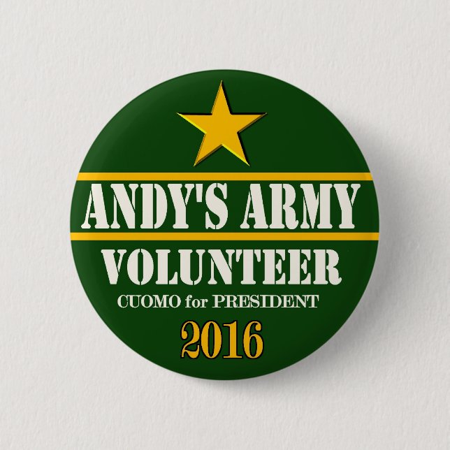 Andrew Cuomo President 2016 2 Inch Round Button (Front)