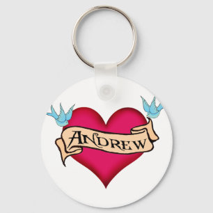 Andrew - Custom Heart Tattoo T-shirts & Gifts Keychain