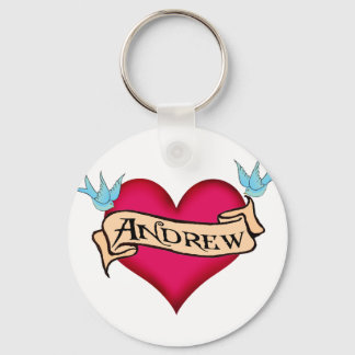 Andrew - Custom Heart Tattoo T-shirts & Gifts Keychain