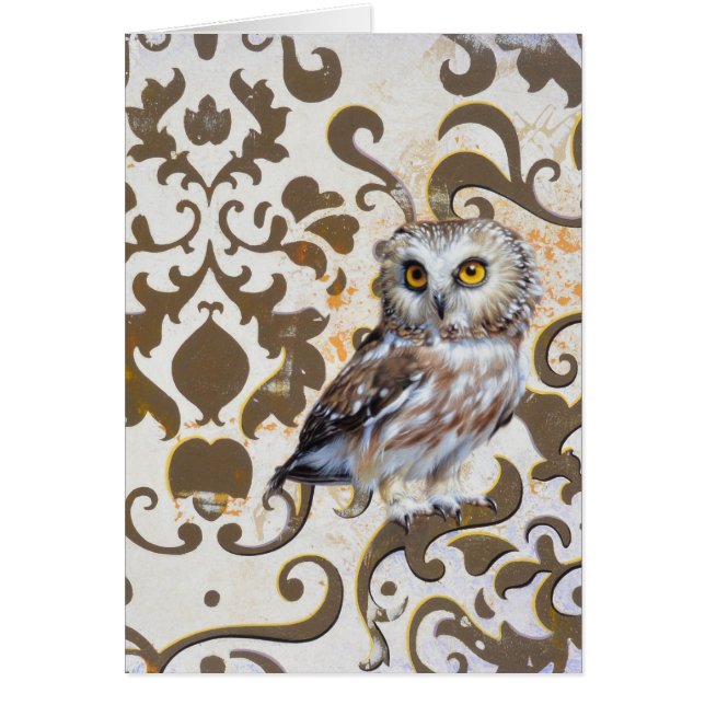 Andrew Denman Saw Whet Owl Blank Card (Front)