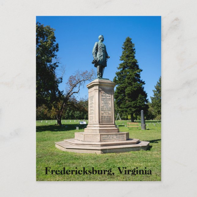 Andrew Humphreys statue in Fredericksburg Postcard (Front)