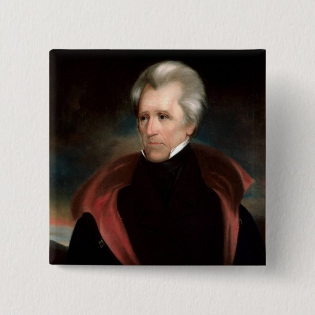 Andrew Jackson 2 Inch Square Button (Front)