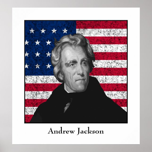 Andrew Jackson and The US Flag Poster (Front)