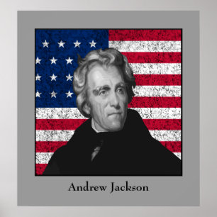 Andrew Jackson and The US Flag Poster