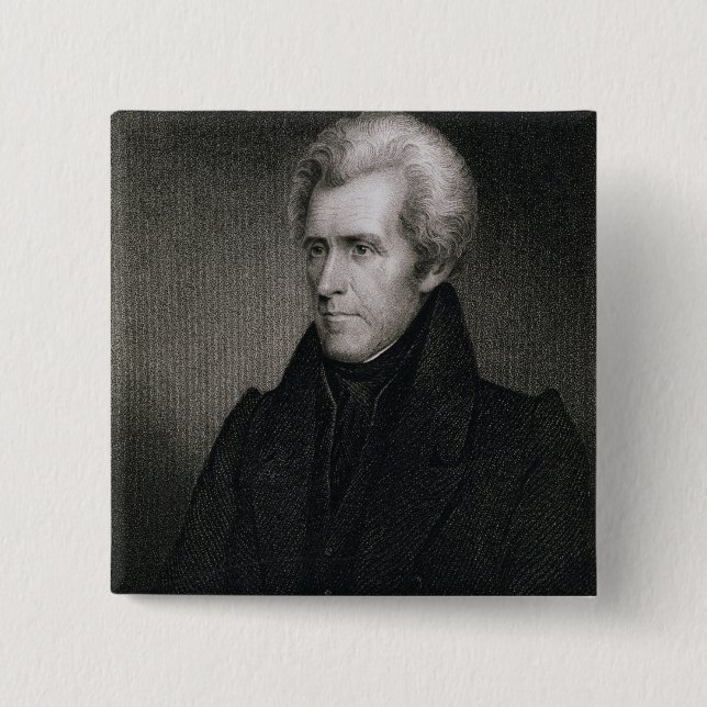 Andrew Jackson (engraving) 2 Inch Square Button (Front)