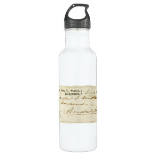 Andrew Jackson Signed Check from June 14th 1831 710 Ml Water Bottle
