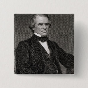 Andrew Johnson, engraved from a photograph by Thom 2 Inch Square Button