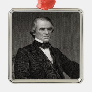 Andrew Johnson, engraved from a photograph by Thom Metal Ornament