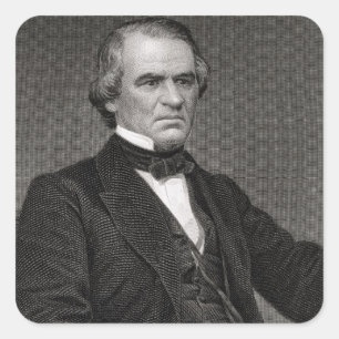 Andrew Johnson, engraved from a photograph by Thom Square Sticker