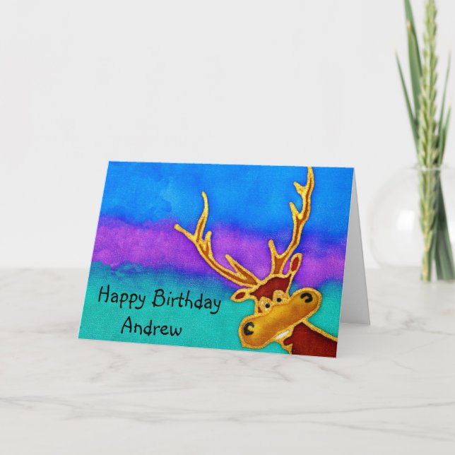 Andrew, Joyeux Anniversaire stupide carte de cerf (Devant)