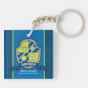 Andrew name meaning boys crest bear custom keychain