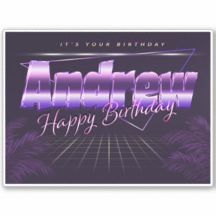 Andrew Name Vorname lila retro Sticker Geburtstag