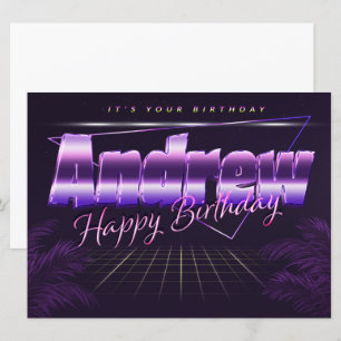Andrew Nom prénom carte rétro lilas Anniversaire