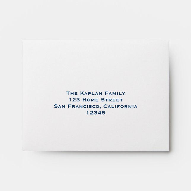 Andrew RSVP Bar Mitzvah Wedding Blue Lined Envelope (Front)
