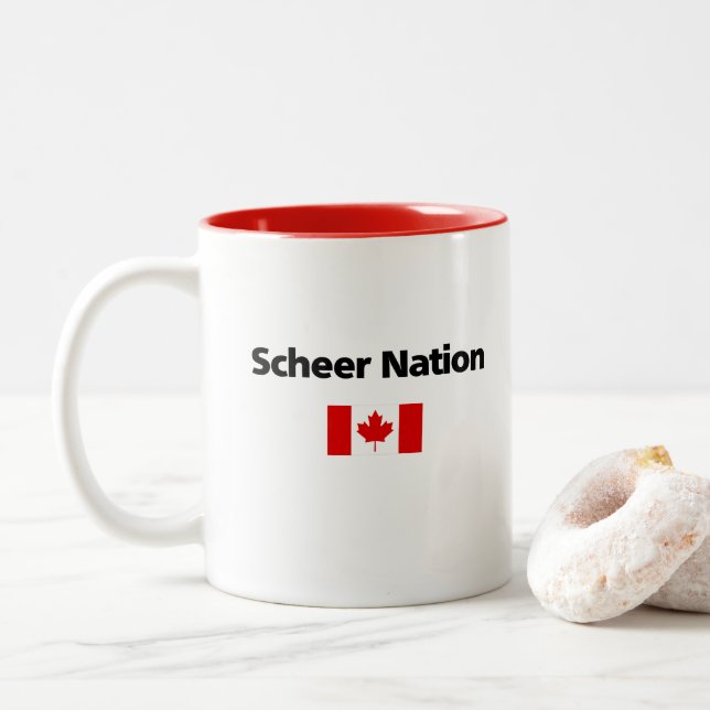 Andrew Scheer Nation Conservative Canadian Flag Two-Tone Coffee Mug (With Donut)