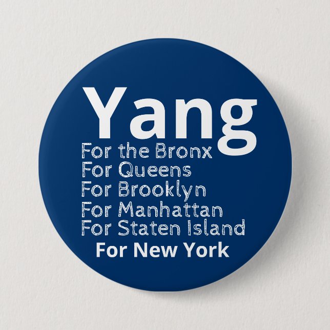Andrew Yang for Mayor 3 Inch Round Button (Front)