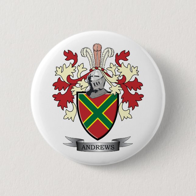 Andrews Family Crest Coat of Arms 2 Inch Round Button (Front)