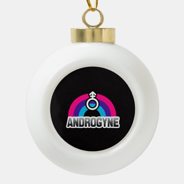 Androgyne Pride Ceramic Ball Christmas Ornament (Front)