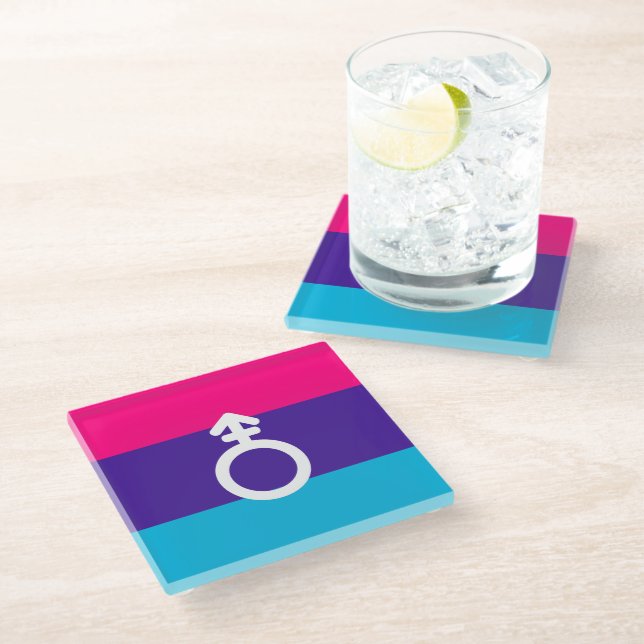 Androgyne Pride Glass Coaster (Angled)