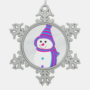 Androgyne Pride Snowman Snowperson Snowflake Pewter Christmas Ornament