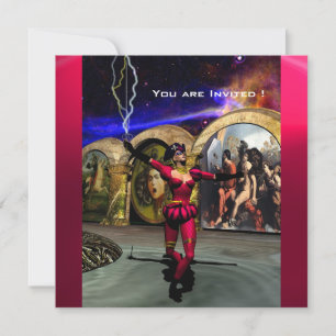 ANDROID BALLET,Red Pink Blue Science Fiction Invitation